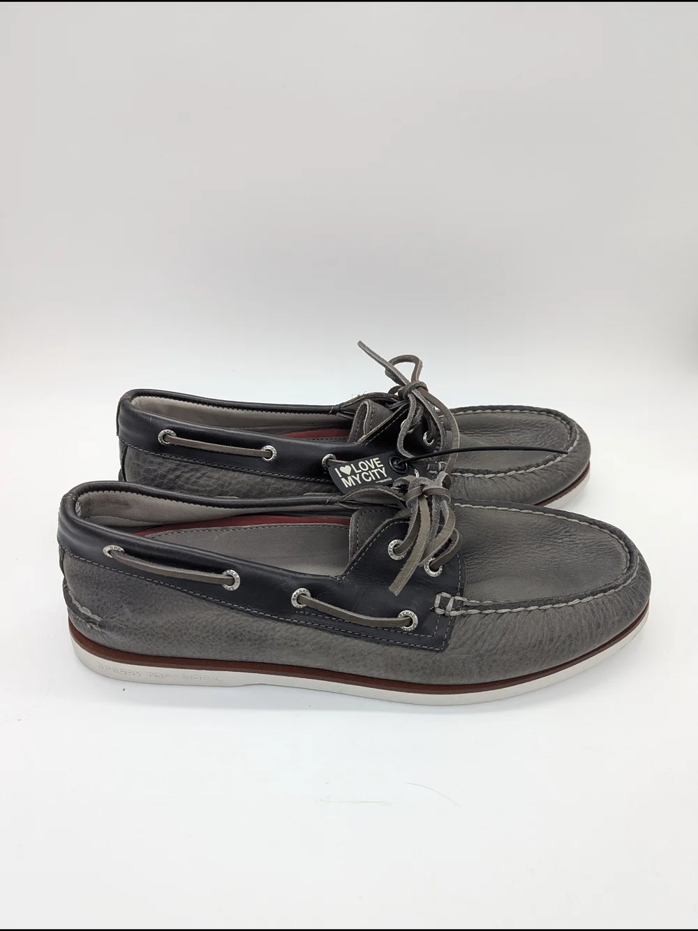 Sperry Gold Cup Boat Shoes Gray Soft Leather Mens Size 12 Preppy Vacation Resort